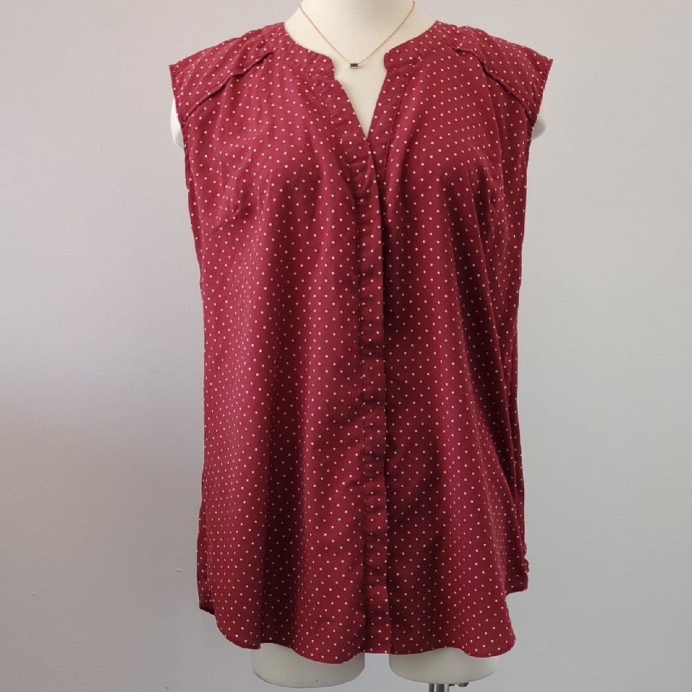 Motherhood Maternity Burgundy Polka Dot Blouse